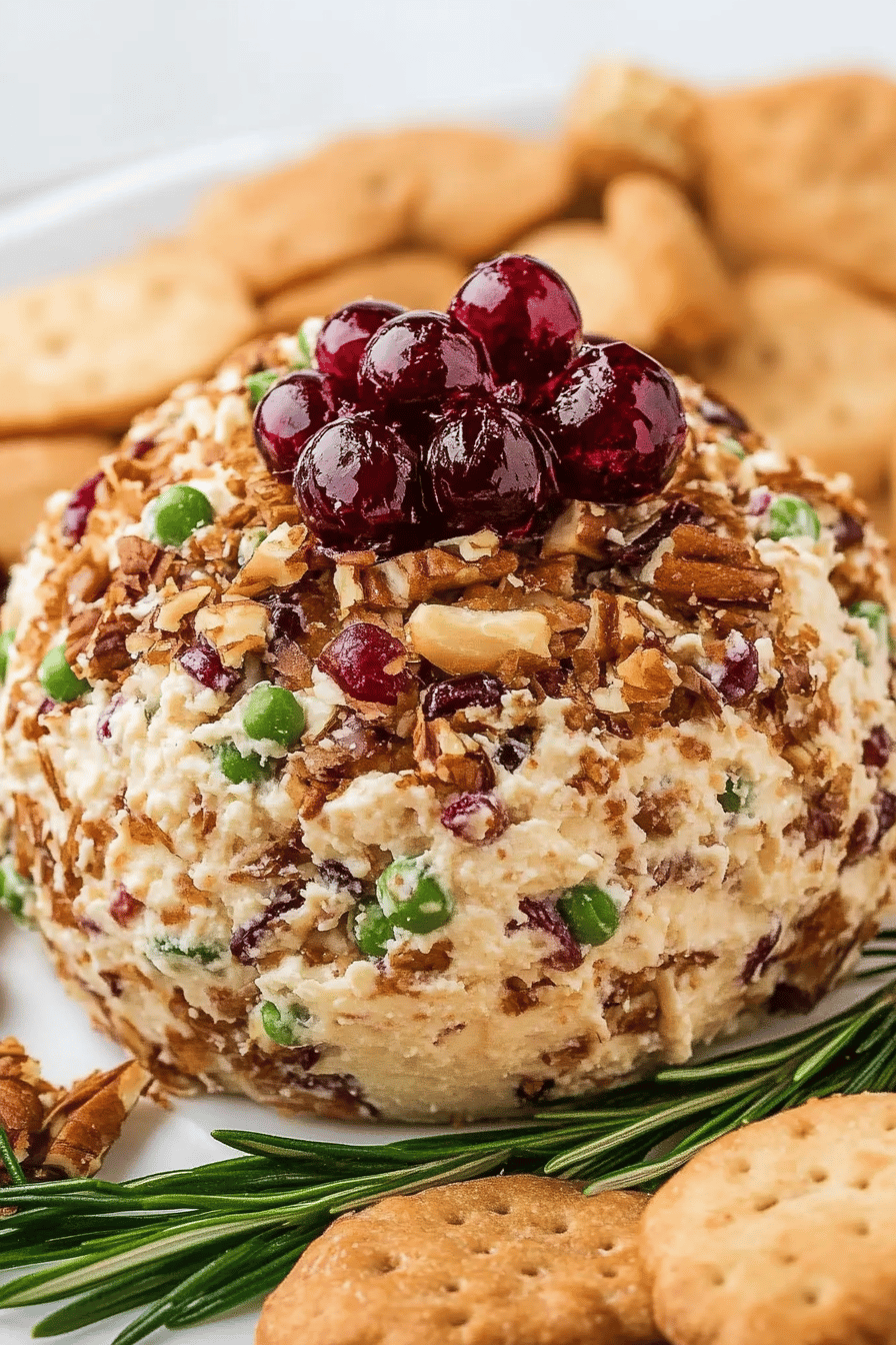 Easy Christmas Cheeseball Recipe Final Dish Presentation