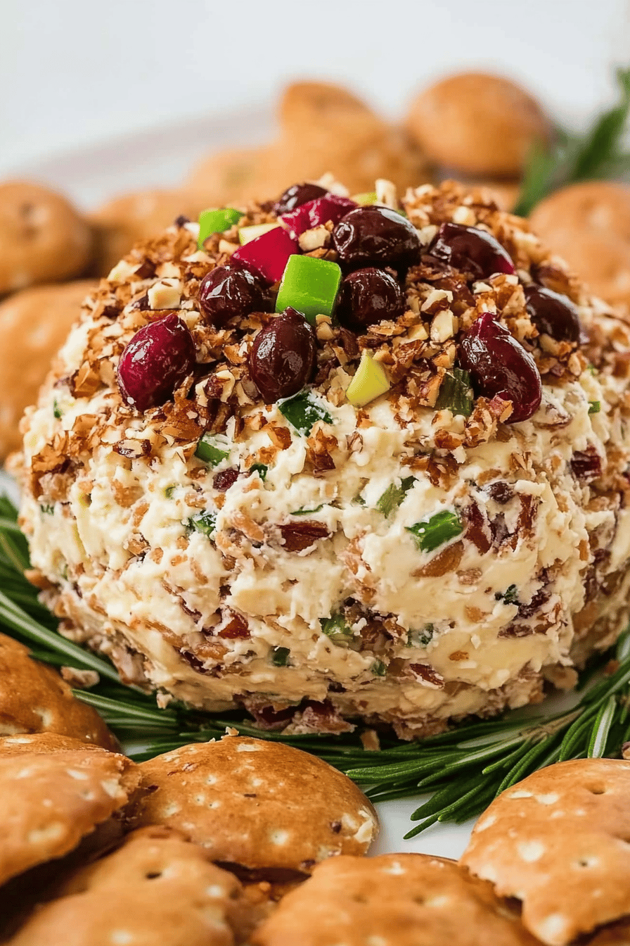 Easy Christmas Cheeseball Recipe Final Dish Presentation