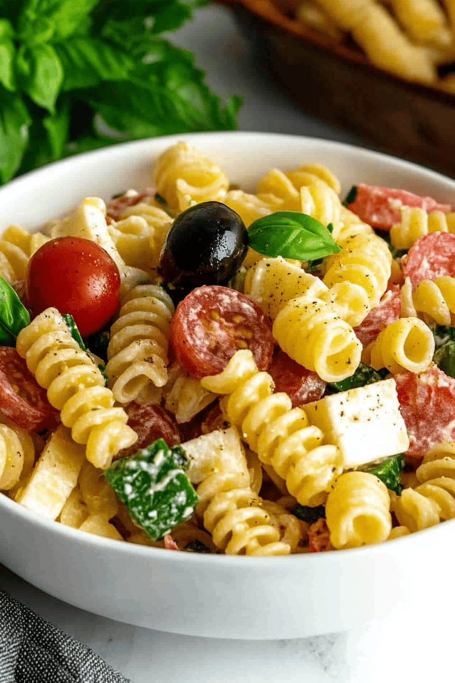 Easy Classic Italian Pasta Salad Recipe Final Dish Presentation