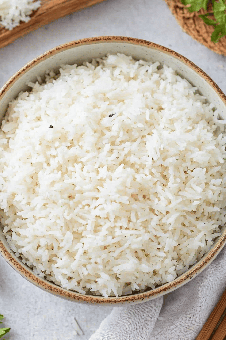 Easy Coconut Rice in a Rice Cooker Final Dish Presentation