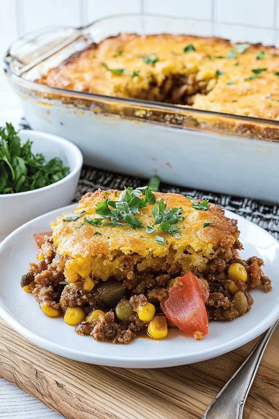 Easy Cowboy Cornbread Casserole Recipe Final Dish Presentation