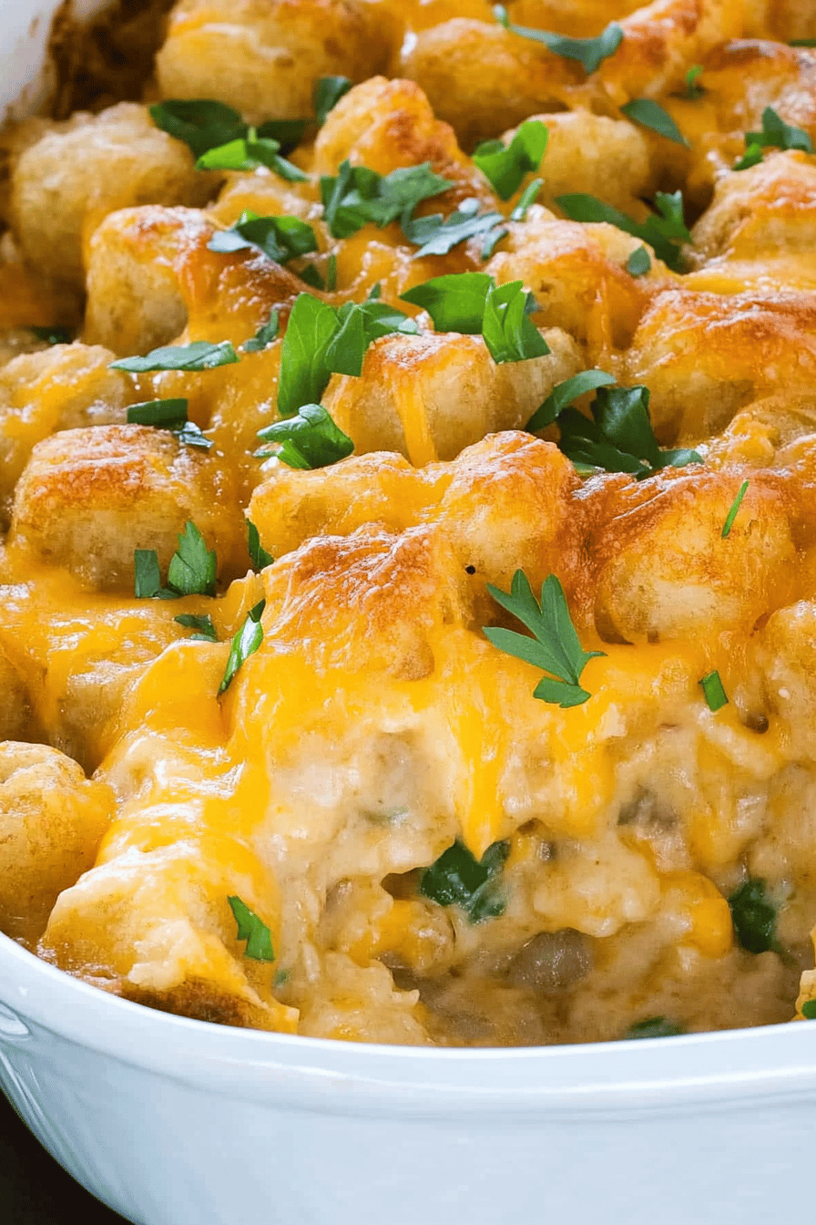 Easy Cowboy Tater Tot Casserole Recipe Final Dish Presentation