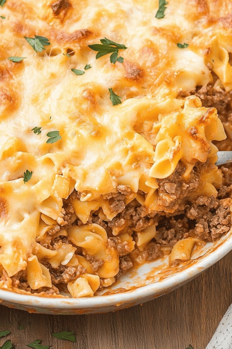 Easy Creamy Beef Noodle Bake Recipe Final Dish Presentation