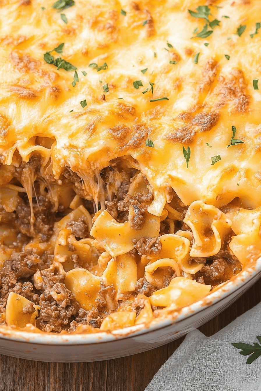 Easy Creamy Beef Noodle Bake Recipe ingredients