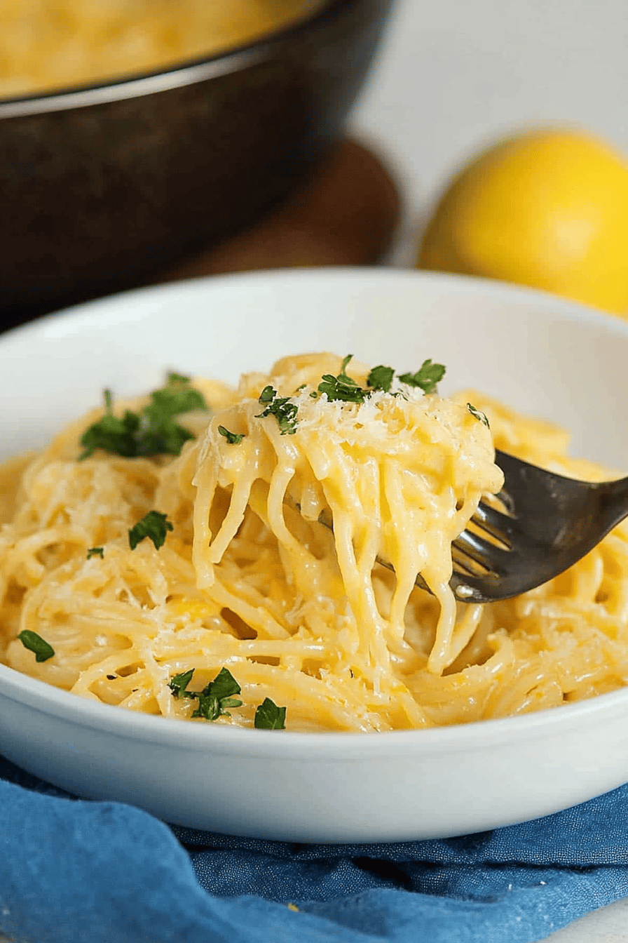 Easy Creamy Lemon Pasta Recipe Final Dish Presentation
