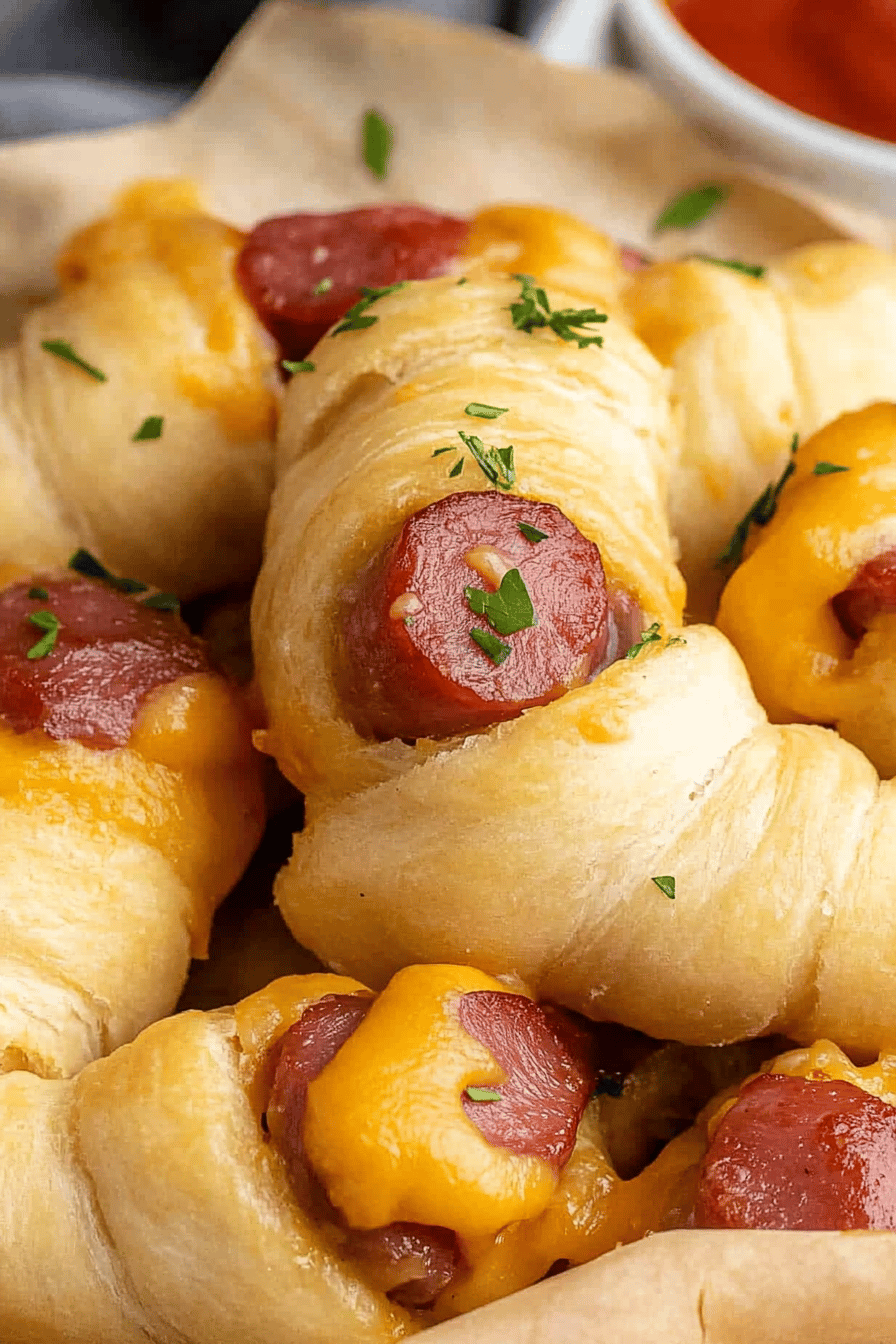 Easy Crescent Roll Pigs in a Blanket Recipe Final Dish Presentation
