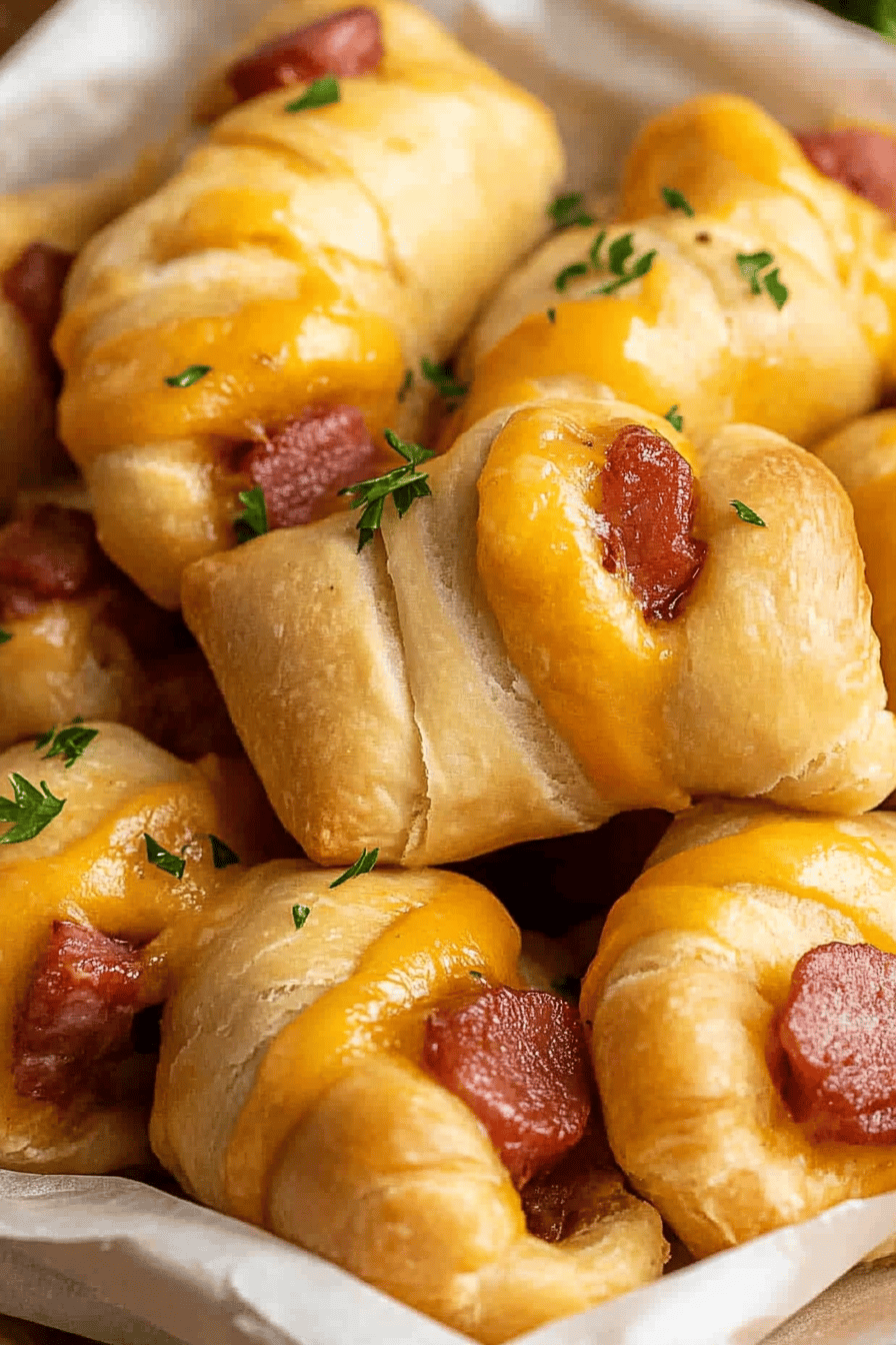 Easy Crescent Roll Pigs in a Blanket Recipe Final Dish Presentation