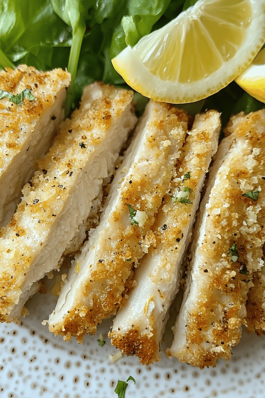 Easy Crispy Lemon Parmesan Chicken Recipe Final Dish Presentation