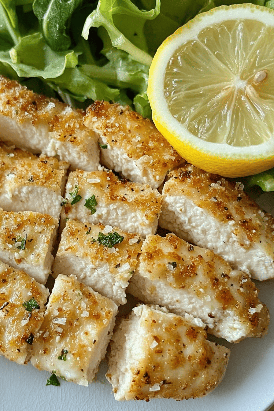 Easy Crispy Lemon Parmesan Chicken Recipe Final Dish Presentation