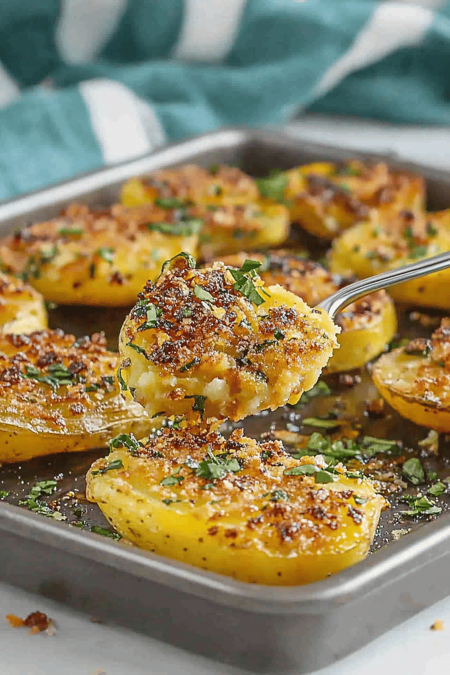 Easy Crispy Smashed Potatoes Recipe Final Dish Presentation