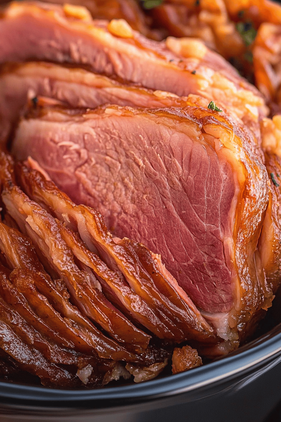 Easy Crock Pot Brown Sugar Ham Final Dish Presentation