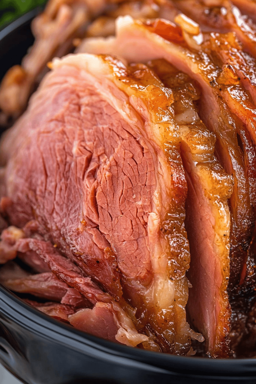 Easy Crock Pot Brown Sugar Ham Final Dish Presentation