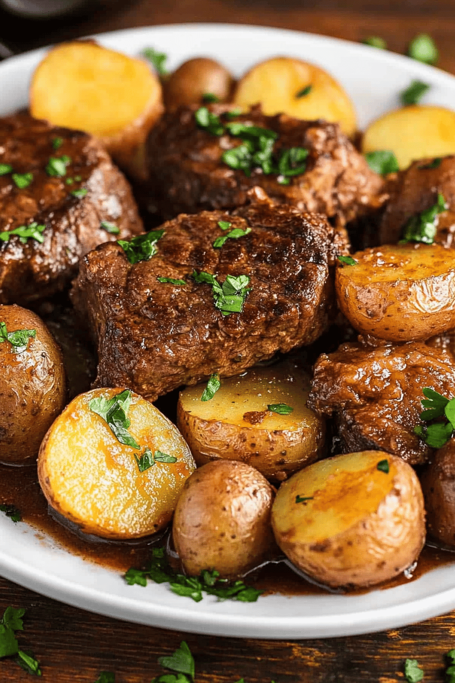Easy Crock-Pot Steak and Potatoes Recipe Final Dish Presentation