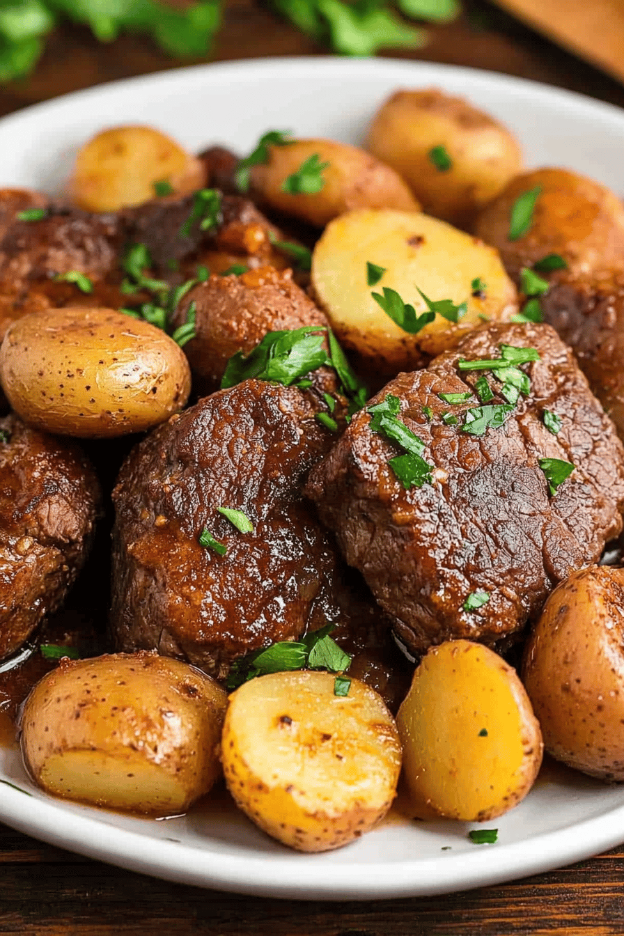 Easy Crock-Pot Steak and Potatoes Recipe Final Dish Presentation
