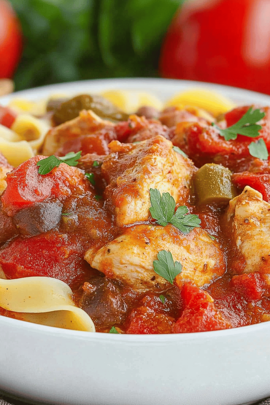 Easy Crockpot Chicken Cacciatore Recipe Final Dish Presentation