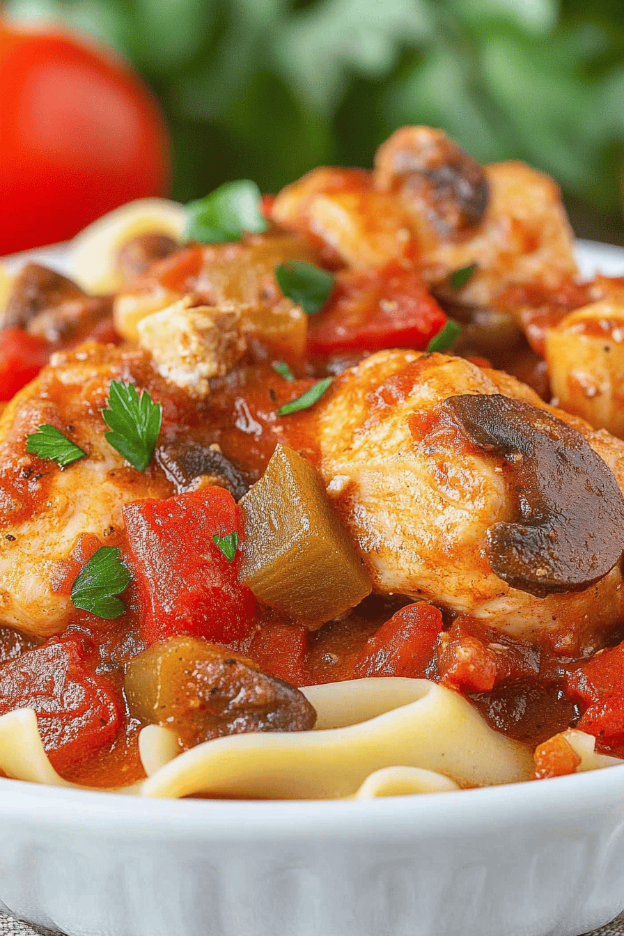 Easy Crockpot Chicken Cacciatore Recipe Final Dish Presentation