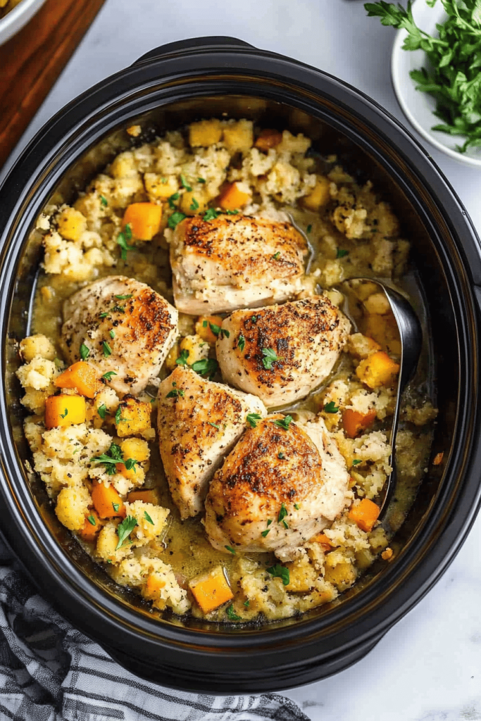 Easy Crockpot Chicken and Stuffing Recipe
