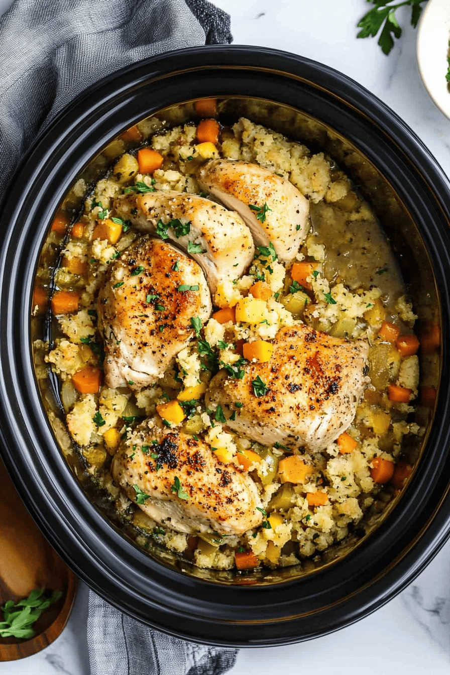 Easy Crockpot Chicken and Stuffing Recipe ingredients