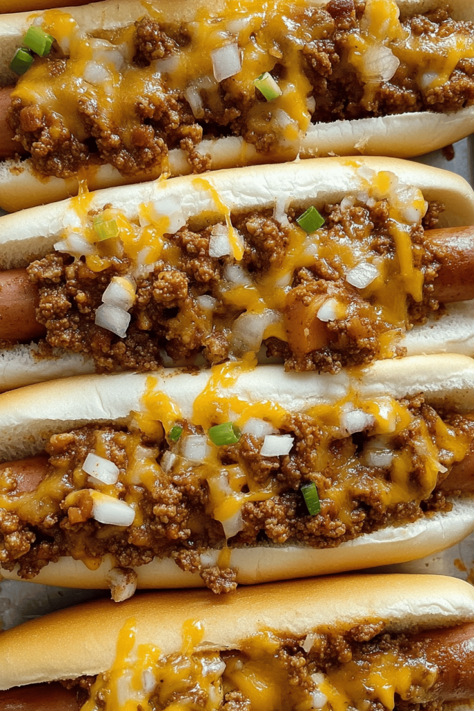 Easy Crockpot Chili Coney Dogs