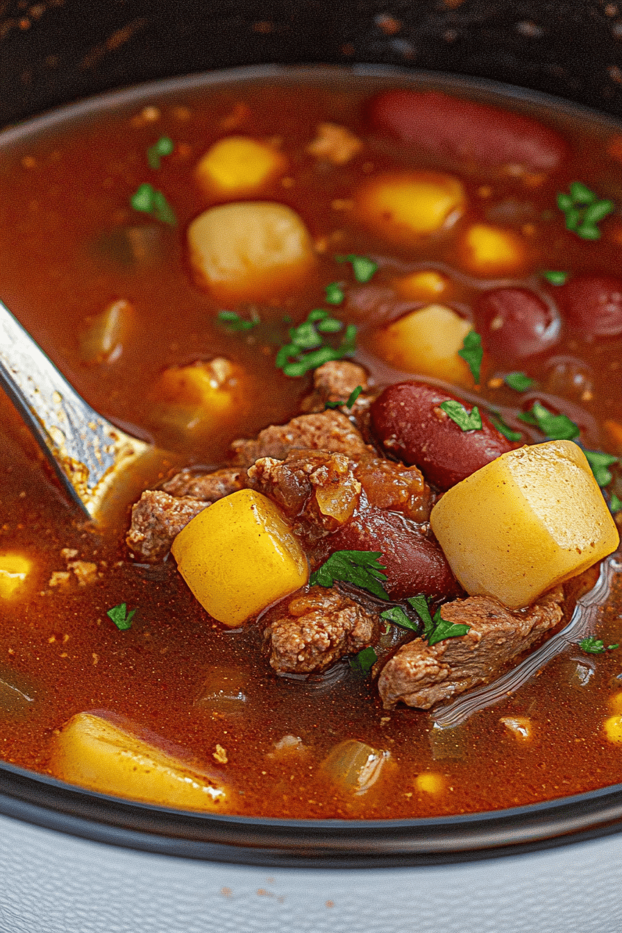 Easy Crockpot Cowboy Stew Recipe Final Dish Presentation