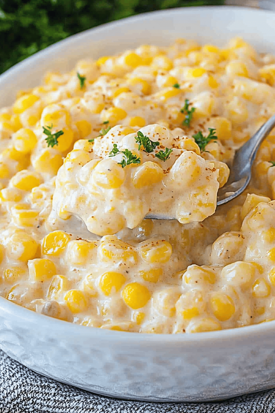 Easy Crockpot Creamed Corn Recipe Final Dish Presentation