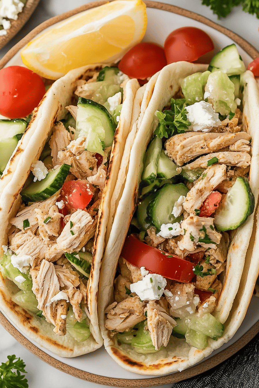 Easy Crockpot Greek Chicken Gyros Recipe Final Dish Presentation