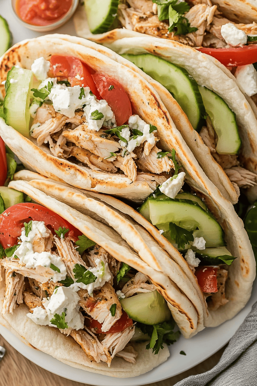 Easy Crockpot Greek Chicken Gyros Recipe Final Dish Presentation