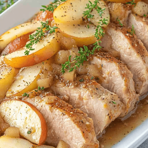 Easy Crockpot Pork Loin with Apples