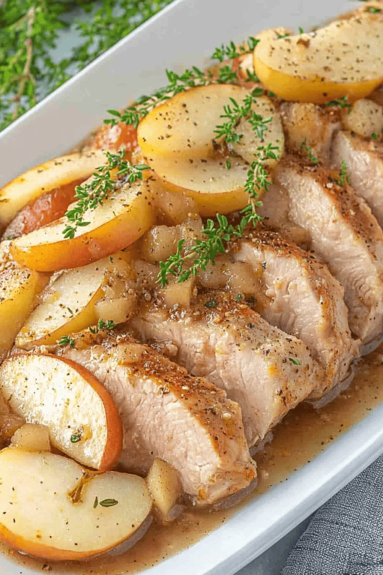 Easy Crockpot Pork Loin with Apples