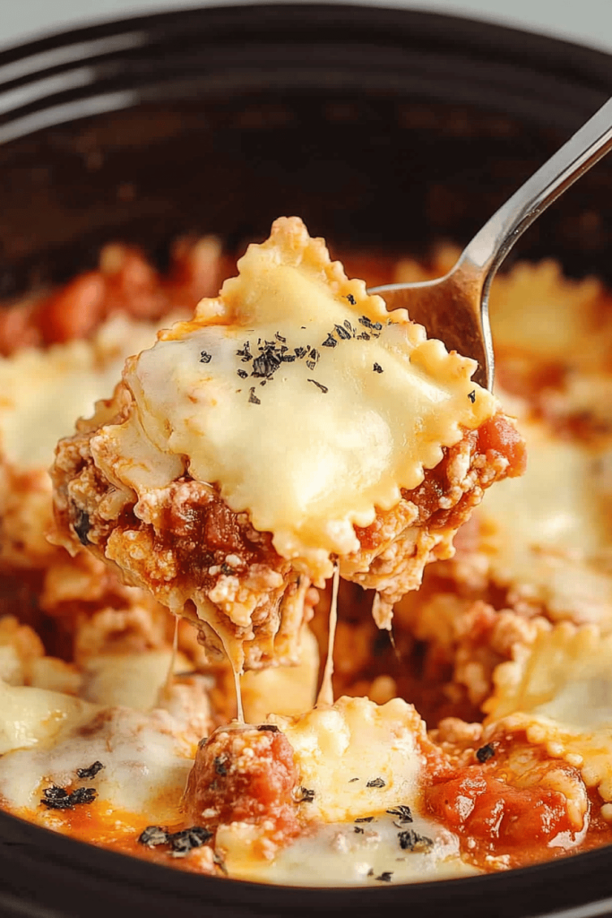 Easy Crockpot Ravioli Lasagna Recipe