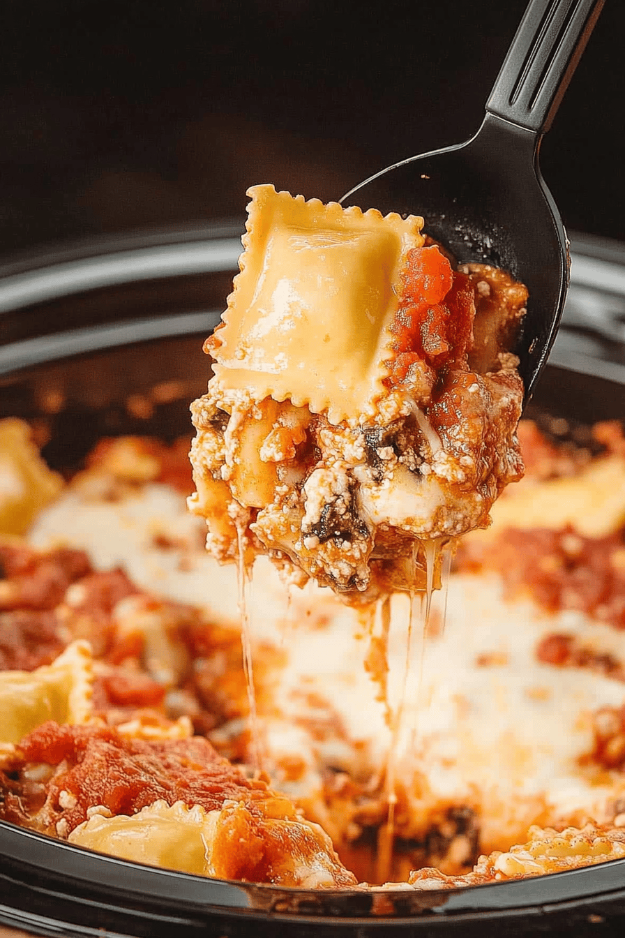 Easy Crockpot Ravioli Lasagna Recipe Final Dish Presentation