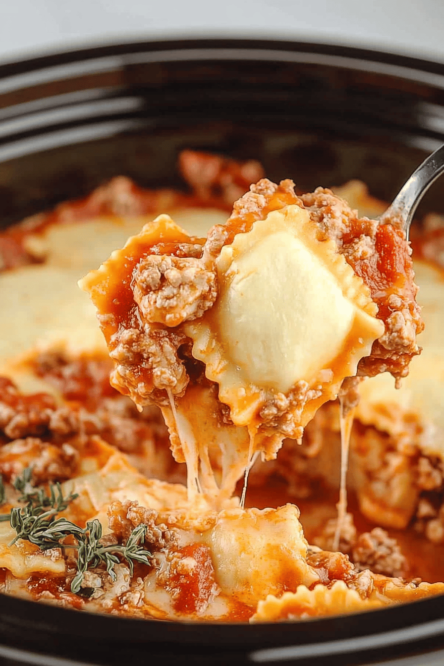 Easy Crockpot Ravioli Lasagna Recipe Final Dish Presentation