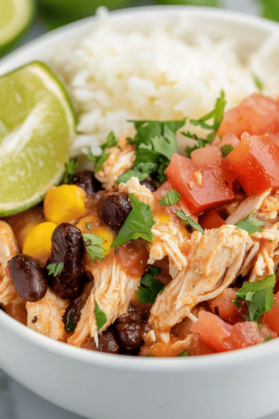 Easy Crockpot Southwest Chicken Burrito Bowls Recipe Final Dish Presentation