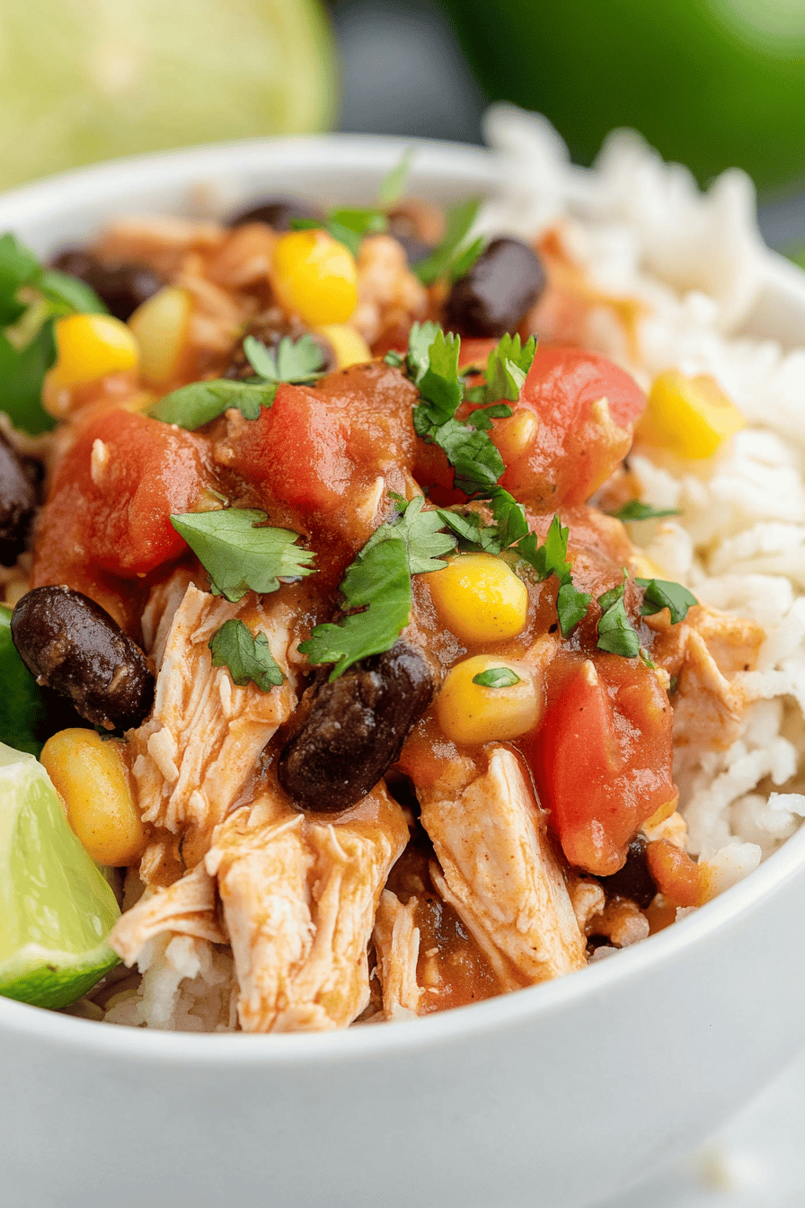 Easy Crockpot Southwest Chicken Burrito Bowls Recipe ingredients