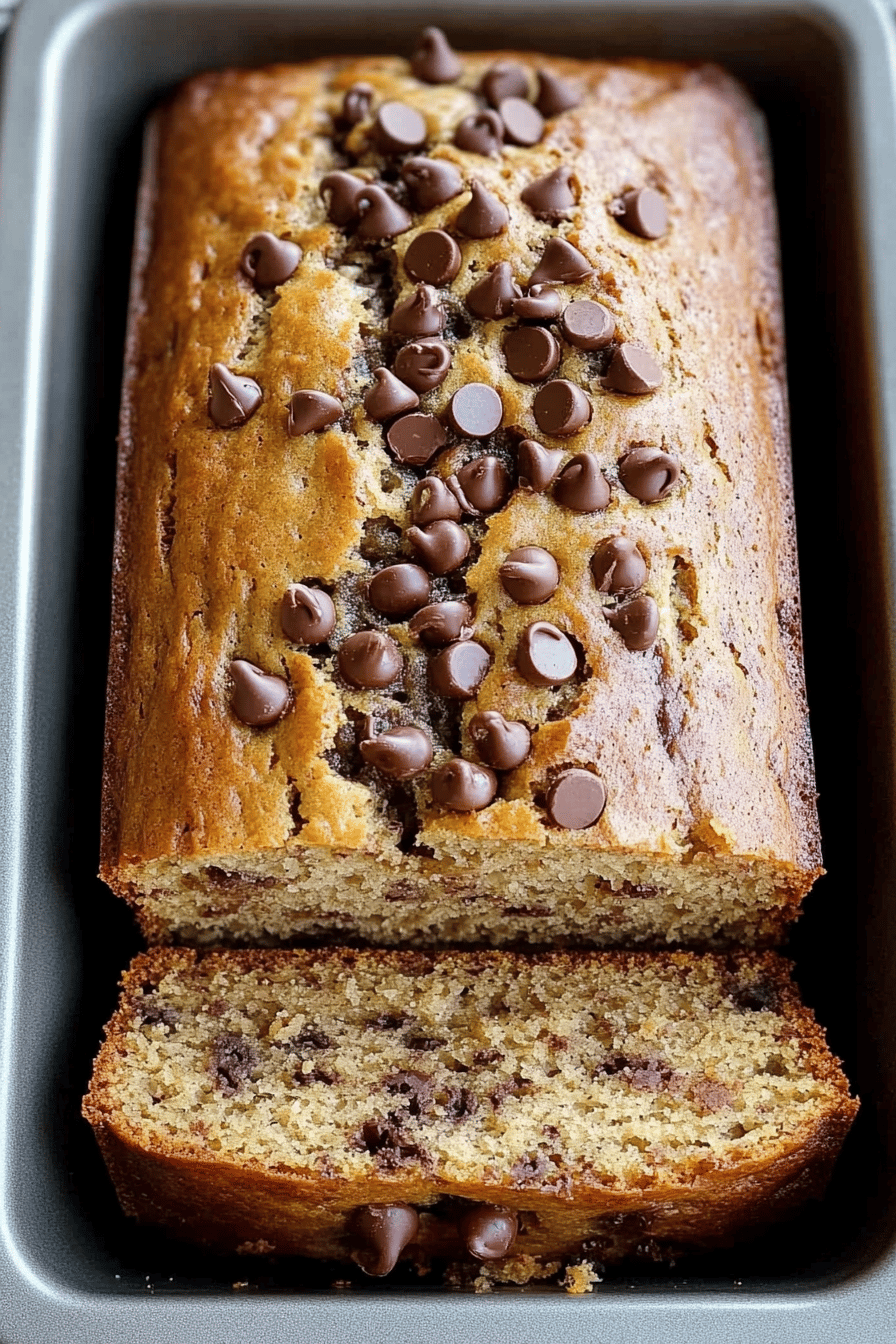 Easy & Delicious Peanut Butter Chocolate Chip Banana Bread Recipe Final Dish Presentation