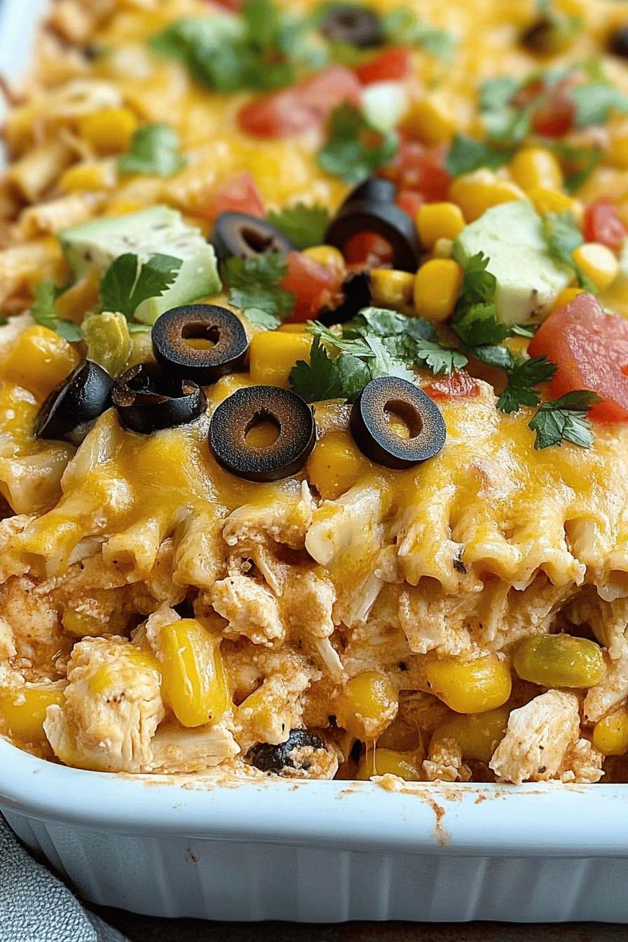 Easy Fiesta Chicken Casserole Recipe Final Dish Presentation