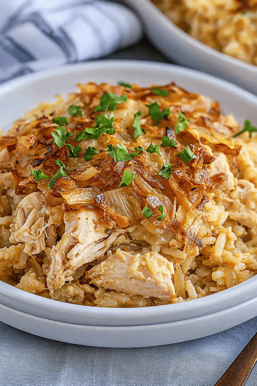 Easy French Onion Chicken and Rice Casserole ingredients