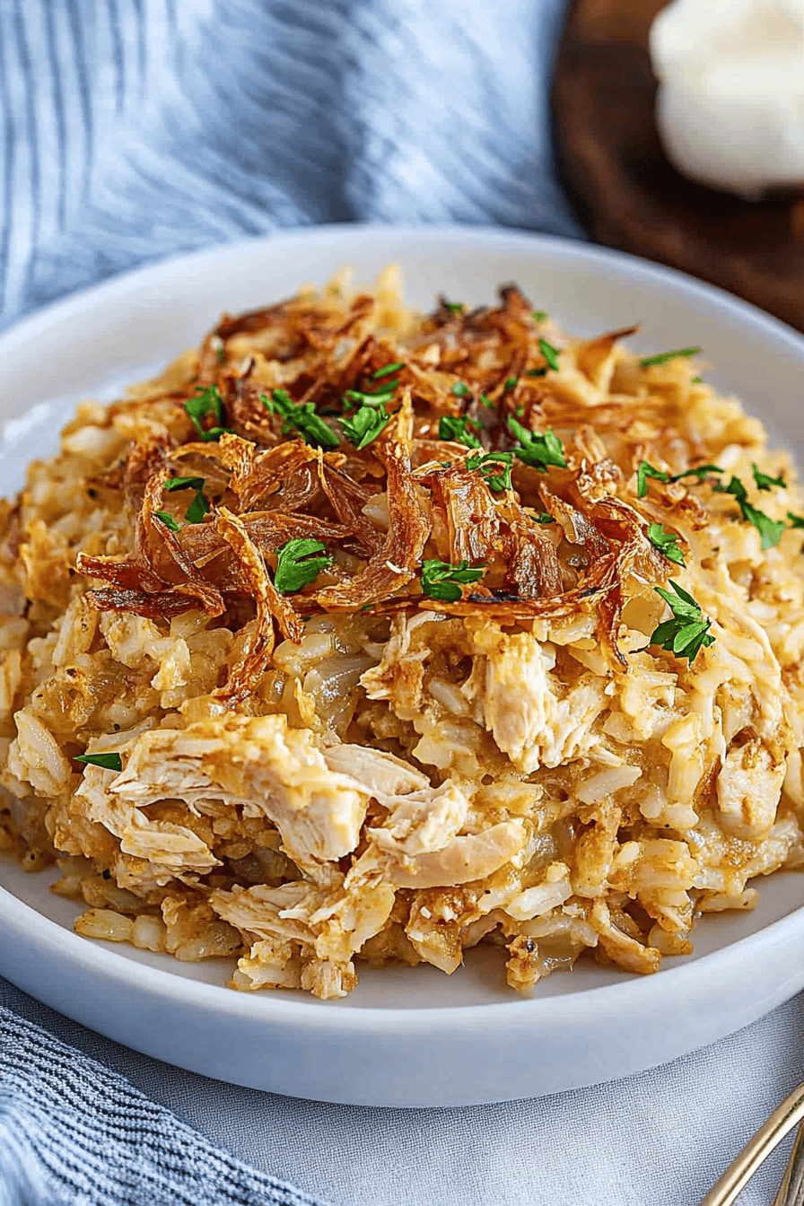 Easy French Onion Chicken and Rice Casserole