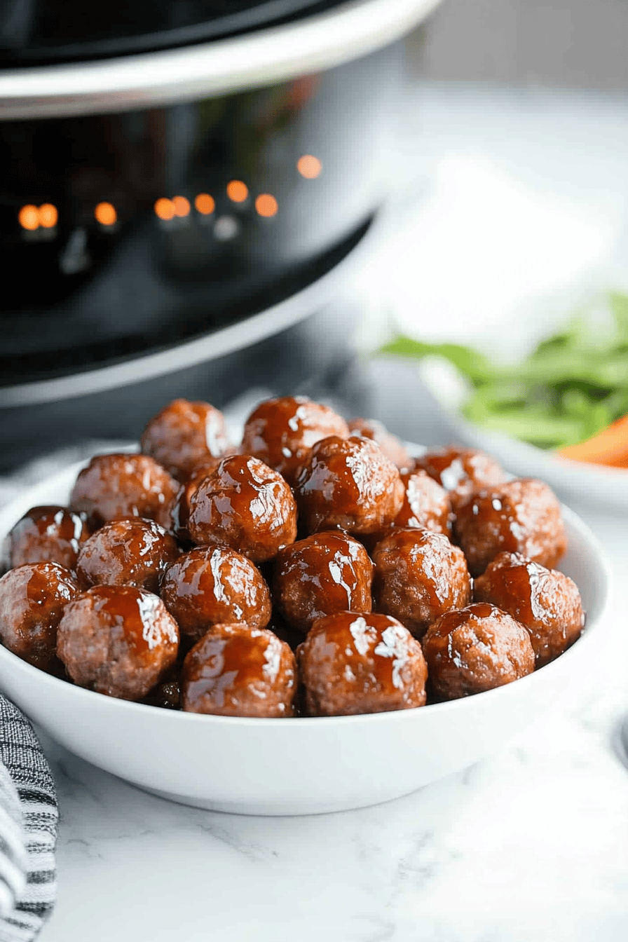 Easy Grape Jelly BBQ Meatballs Recipe Final Dish Presentation