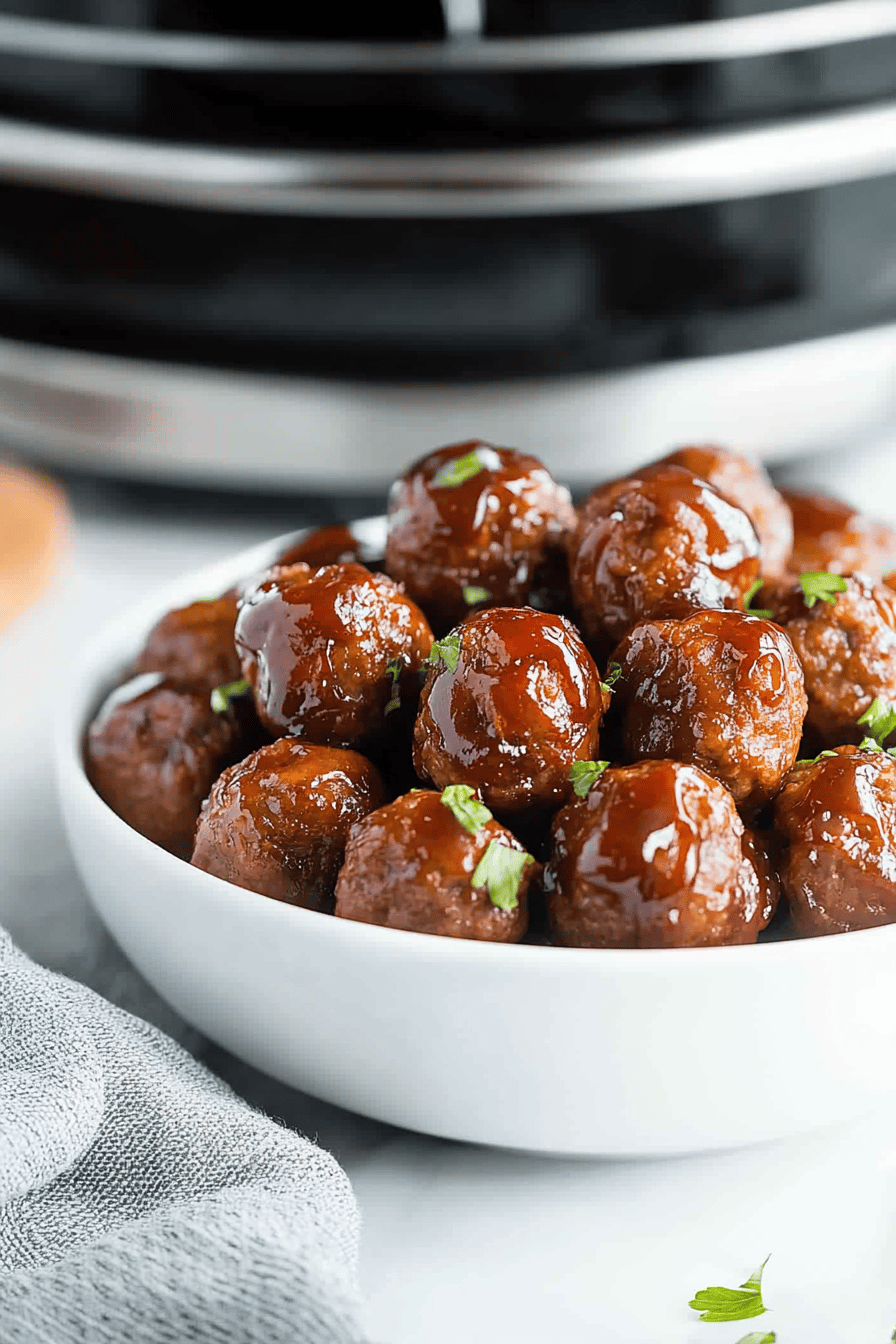 Easy Grape Jelly BBQ Meatballs Recipe Final Dish Presentation