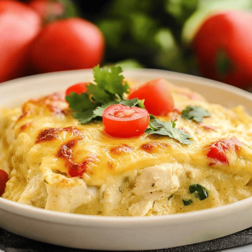 Easy Green Chile Chicken Enchilada Casserole