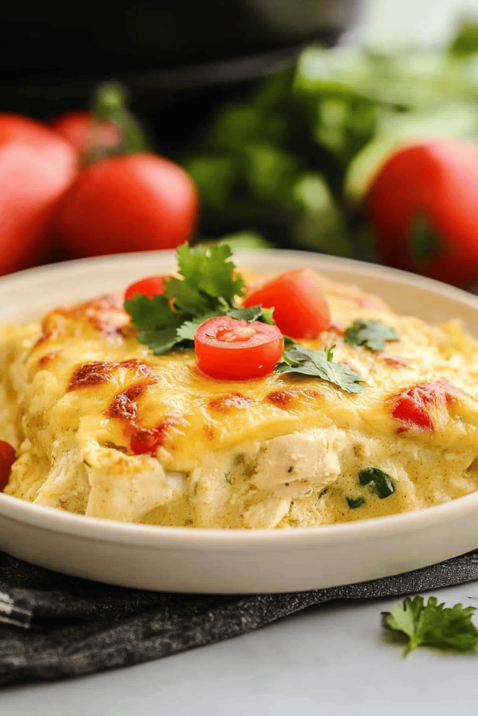 Easy Green Chile Chicken Enchilada Casserole