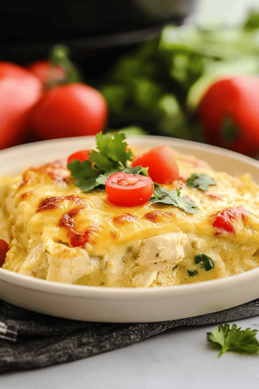 Easy Green Chile Chicken Enchilada Casserole
