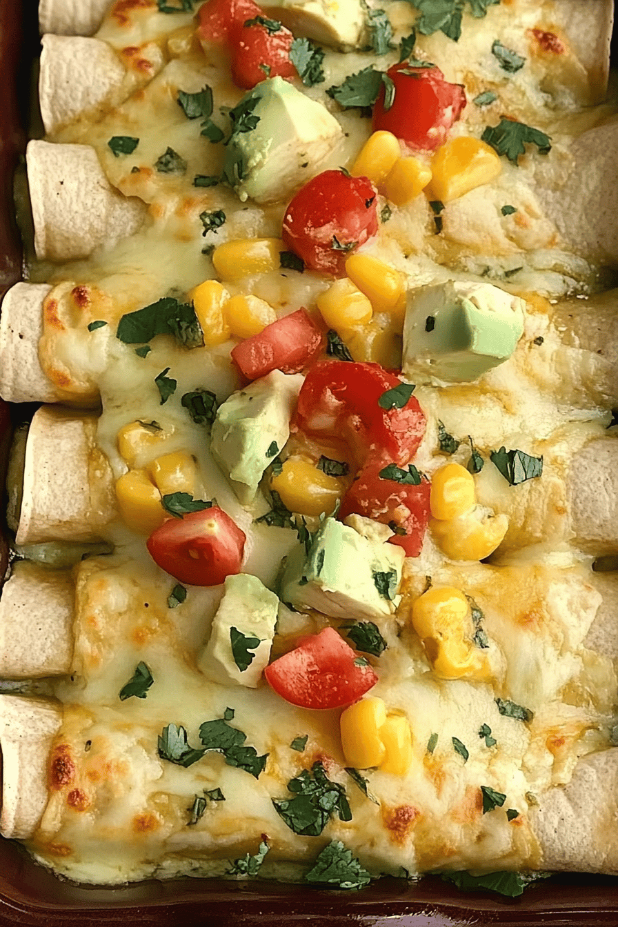 Easy Green Chili Chicken Enchiladas Recipe Final Dish Presentation