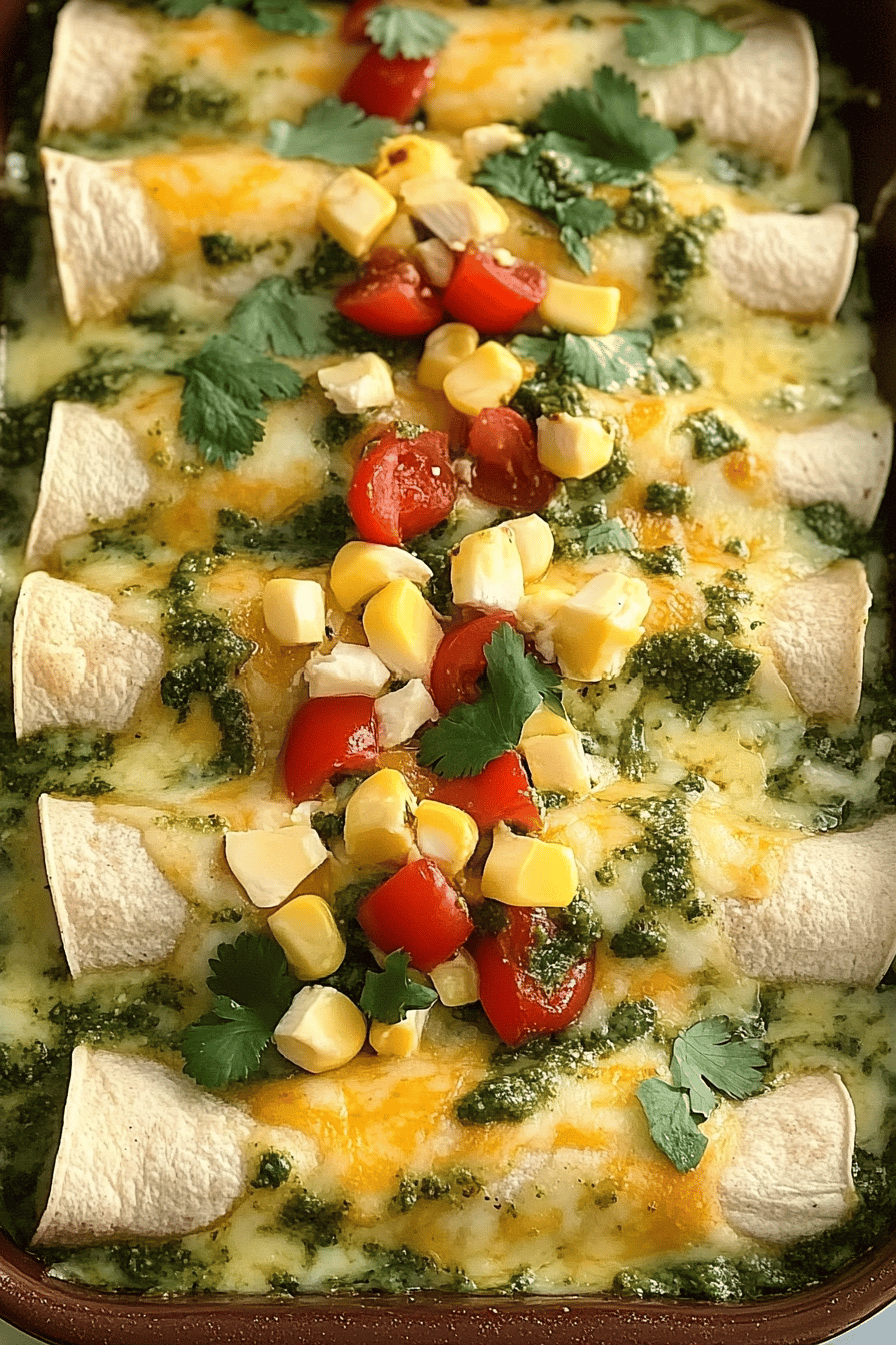Easy Green Chili Chicken Enchiladas Recipe Final Dish Presentation