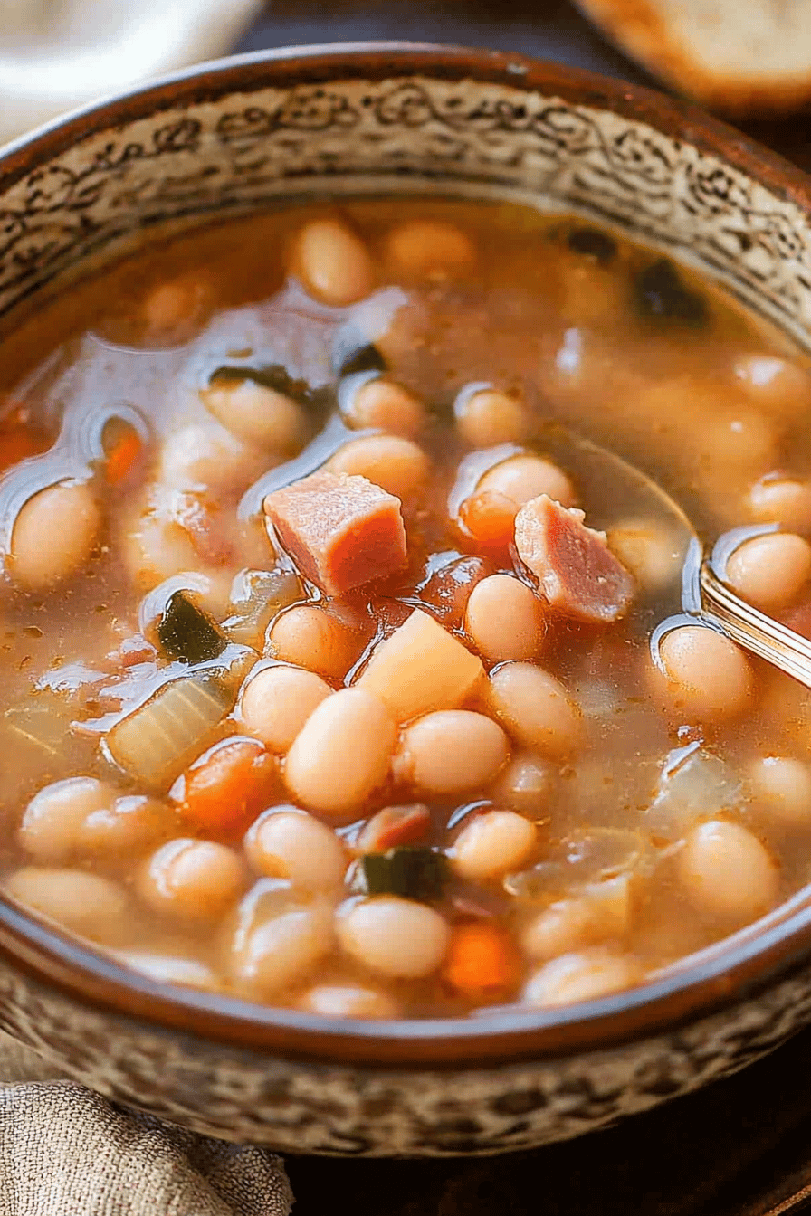 Easy Ham and Bean Soup Recipe Final Dish Presentation