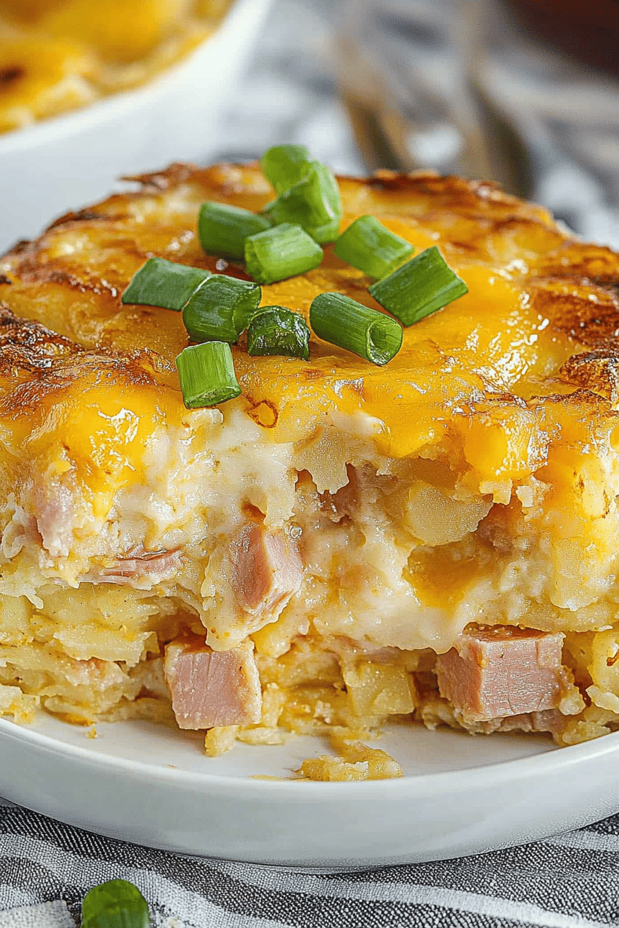Easy Ham and Hashbrown Breakfast Casserole Final Dish Presentation