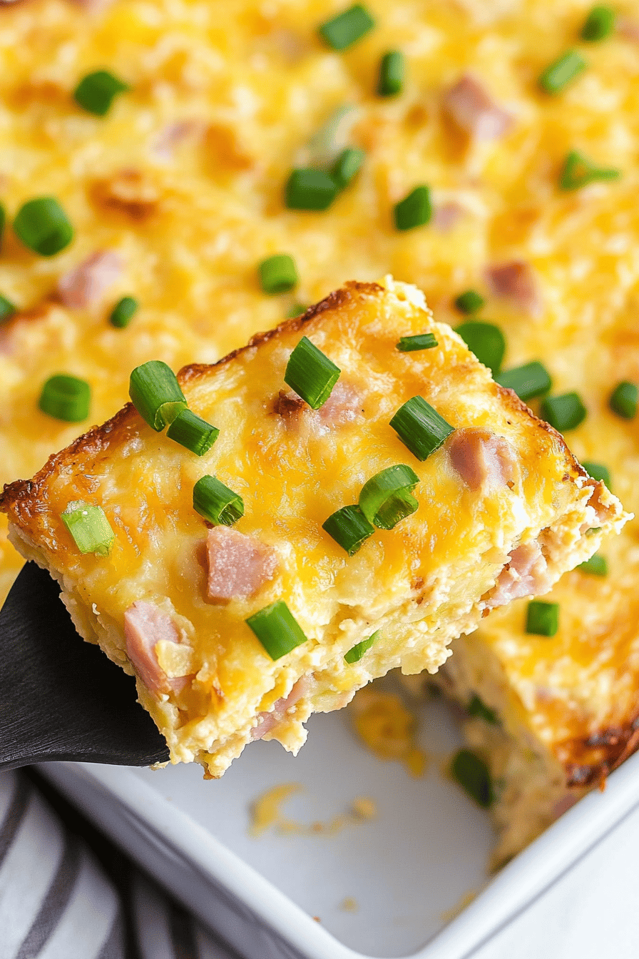 Easy Ham and Hashbrown Breakfast Casserole Recipe Final Dish Presentation