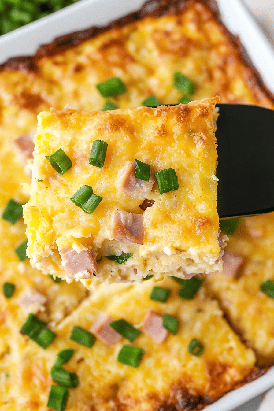 Easy Ham and Hashbrown Breakfast Casserole Recipe Final Dish Presentation