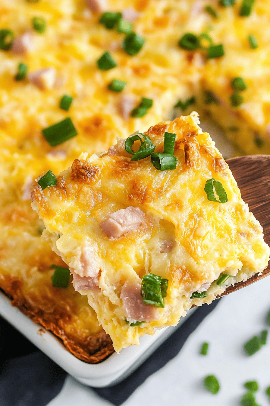 Easy Ham and Hashbrown Breakfast Casserole Recipe